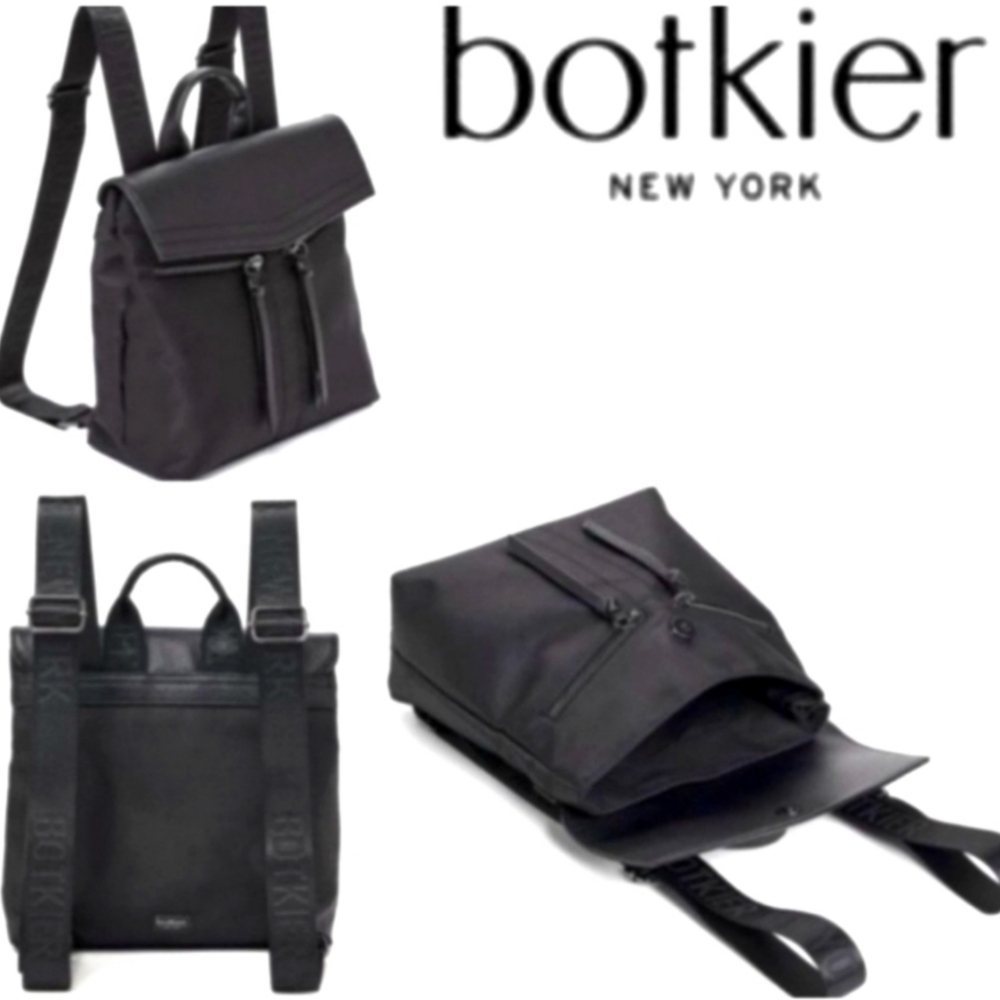 Botkier New York Trigger Mini Backpack, Black Nylon & Vegan Leather, Unisex